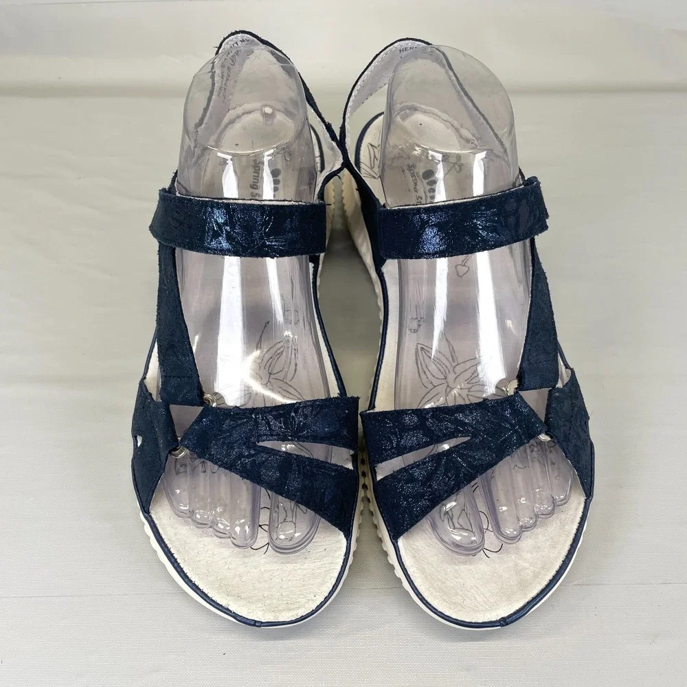 Spring Step Hermosa Sandals Womens Size 41 US 9.5 Navy Blue Leather Strappy Shoe